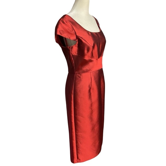 Tahari Sheath Cocktail Silk Blend Dress Size 6 Garnet Red Wedding Guest Party - Picture 3 of 13